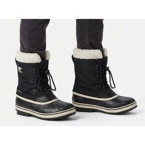 Sorel Yoot Pac Nylon Kids Winter Boots Size 4 Black Waterproof Snow Boots EUC